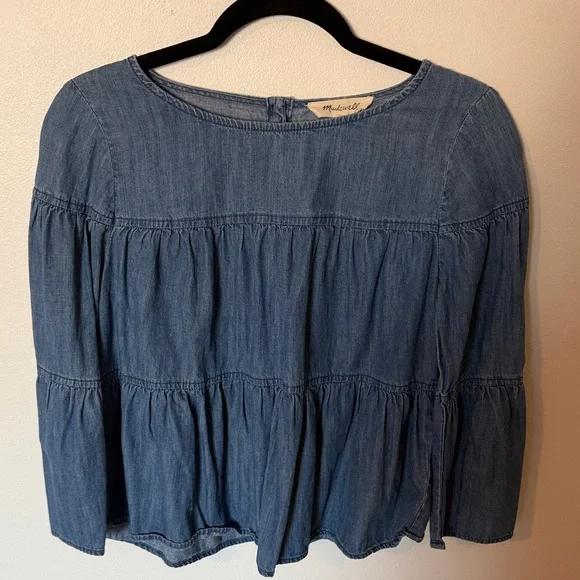 Madewell Indigo Tiered Blouse - Picture 3 of 6